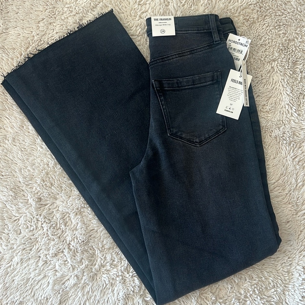 Womens Blank NYC the Franklin ribcage wide leg jeans black size 24 NWT